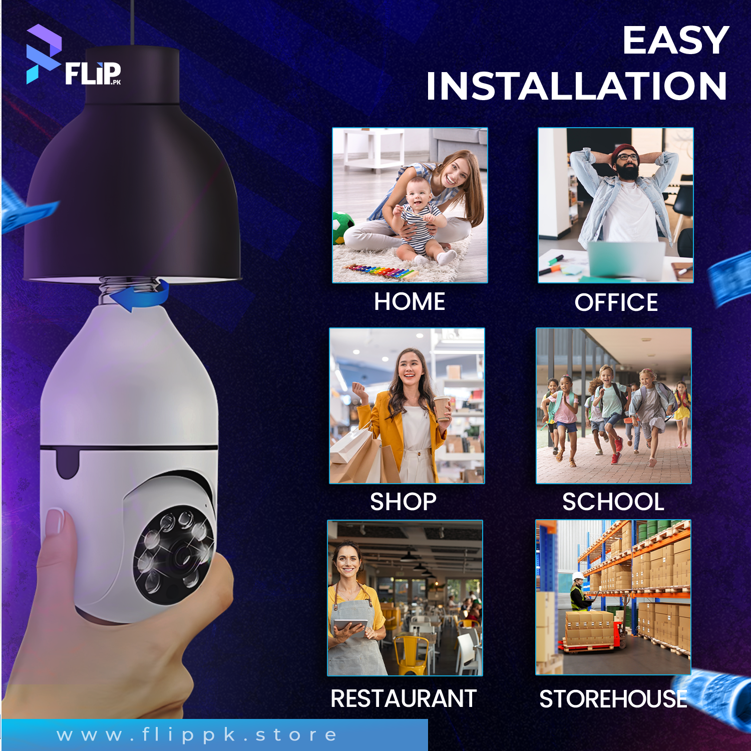 Speed-X Bulb Camera 1080p Wifi 360°