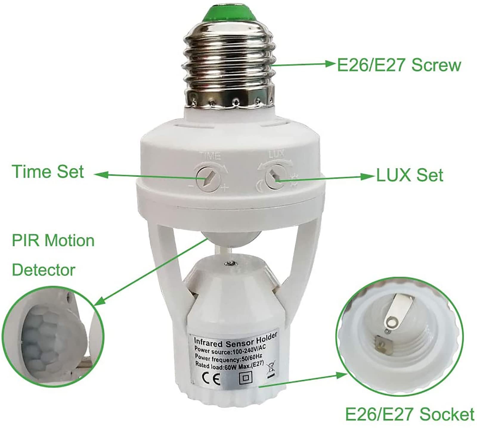 Motion Sensor LED Bulb Holder