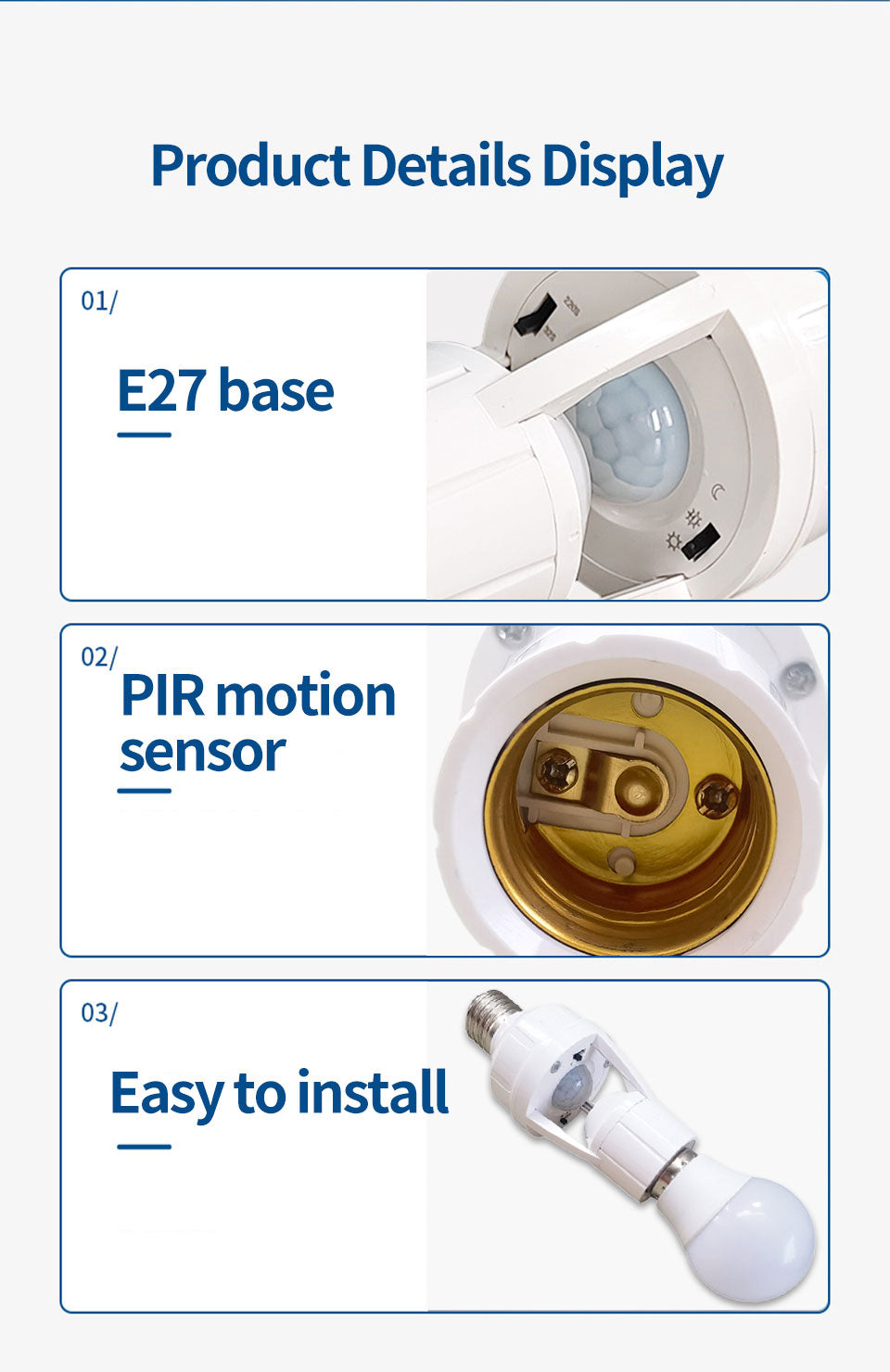 Motion Sensor LED Bulb Holder